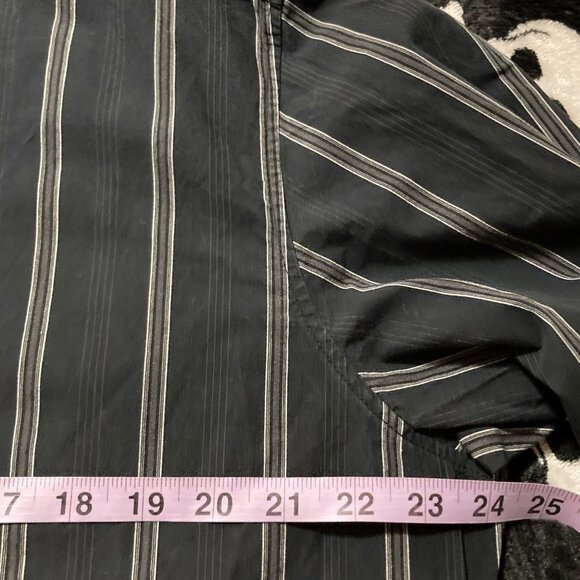 MEXX Black grey white vertical striped button-down shirt ~ Vintage LARGE XL 1X - Picture 5 of 9